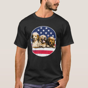 Golden Retriever American Flag 4Th Of July T-Shirt