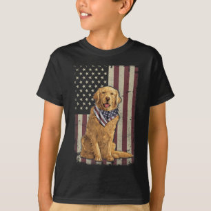 Golden Retriever American Flag Bandanna 4th Of Jul T-Shirt