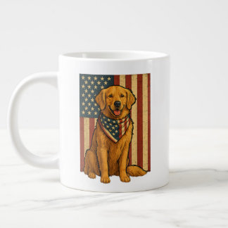 Golden Retriever American Flag Large Coffee Mug