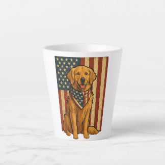 Golden Retriever American Flag Latte Mug