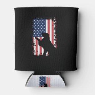 Golden Retriever American Flag Silhouette Can Cooler