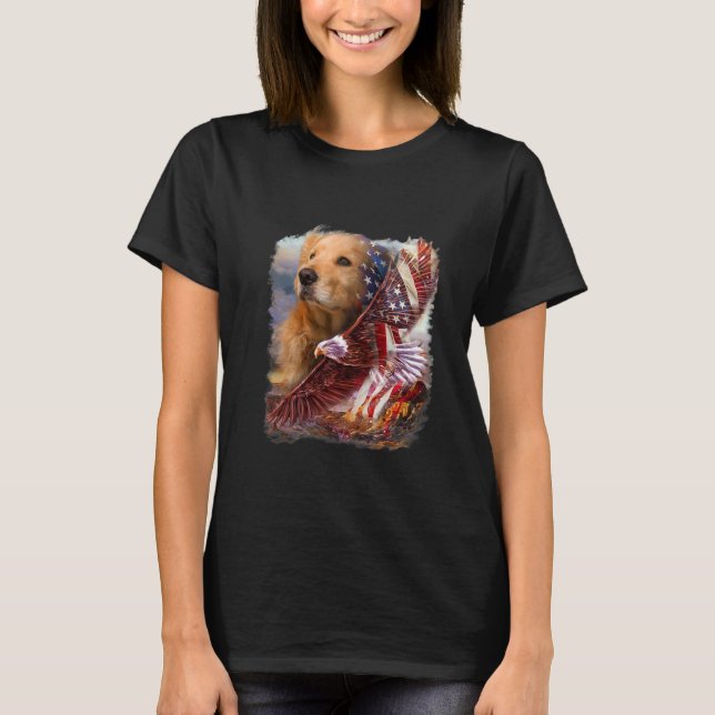 Golden Retriever American Patriot Dog T-Shirt (Front)