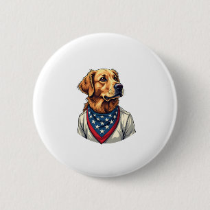 Golden Retriever Americana Vintage Engraved Shirt 6 Cm Round Badge