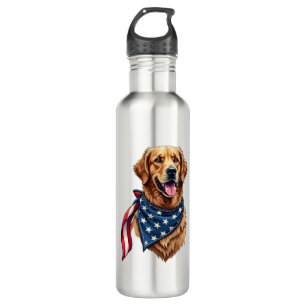 Golden Retriever Americana Vintage Engraved Shirt  710 Ml Water Bottle