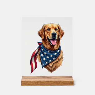 Golden Retriever Americana Vintage Engraved Shirt  Acrylic Sign