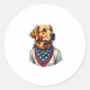 Golden Retriever Americana Vintage Engraved Shirt Classic Round Sticker