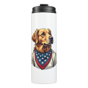 Golden Retriever Americana Vintage Engraved Shirt Thermal Tumbler