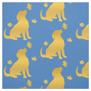 Golden Retriever Among the Fall Leaves Fabric