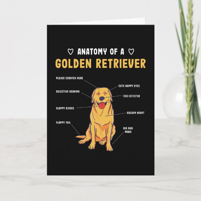 Golden Retriever Anatomy Funny Dog Gift Card (Front)