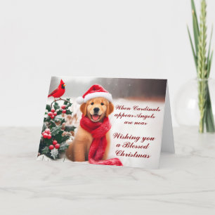 Golden Retriever and Cardinal Christmas Card