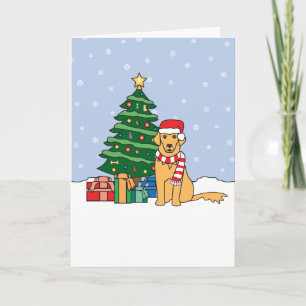 Golden Retriever and Christmas Tree Holiday Card