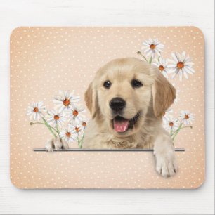 Golden Retriever and Daisies Mouse Pad