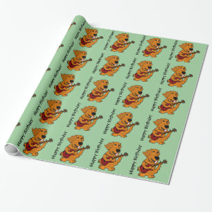 Golden Retriever and Guitar Birthday Giftwrap Wrapping Paper