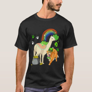 Golden Retriever and Llama St Patricks Day Dog Lo T-Shirt