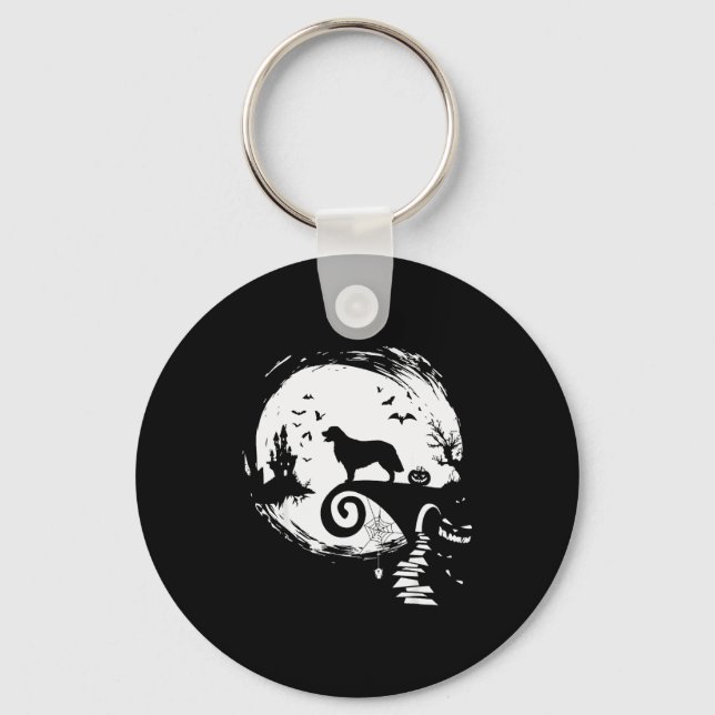 Golden Retriever And Moon Halloween Costume Dog Lo Key Ring (Front)
