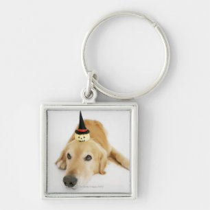 Golden retriever and ornament key ring