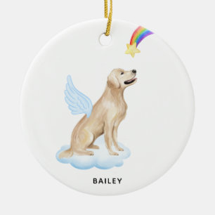 Golden Retriever Angel Dog Personalised Memorial Ceramic Tree Decoration