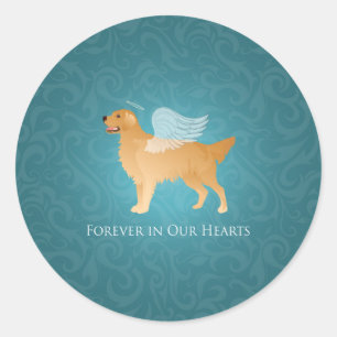 Golden Retriever Angel Dog - Pet Memorial Classic Round Sticker