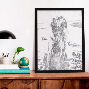 Golden Retriever Art Best Dad Ever Poster