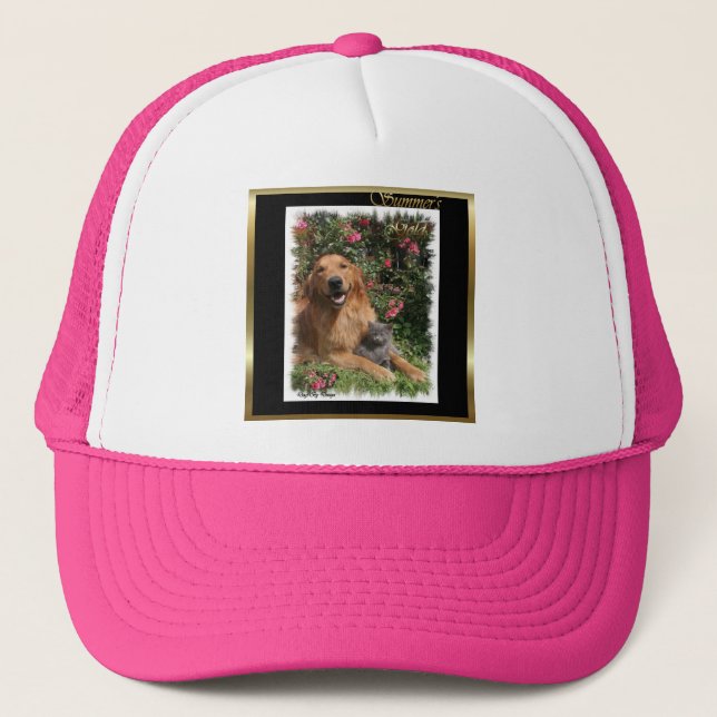 Golden Retriever Art Gifts Trucker Hat (Front)