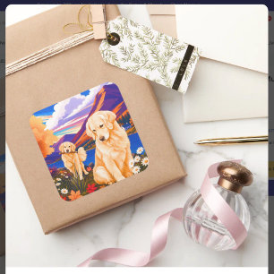 Golden Retriever • ArtMuse Square Sticker