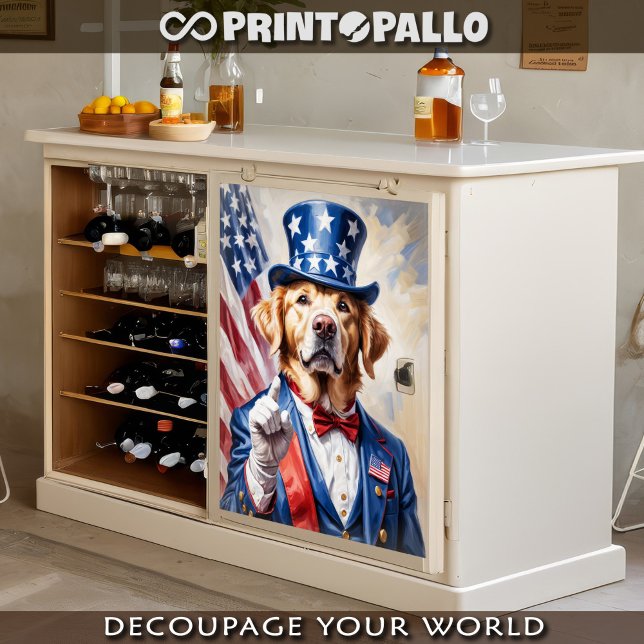 Golden Retriever as Uncle Sam with USA flag -  Tissue Paper (Creator Uploaded)