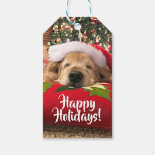 Golden Retriever Asleep Under Tree Custom Name Gift Tags