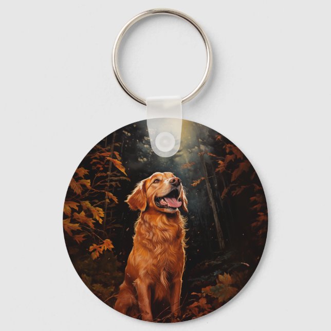 Golden Retriever at night Key Ring (Front)