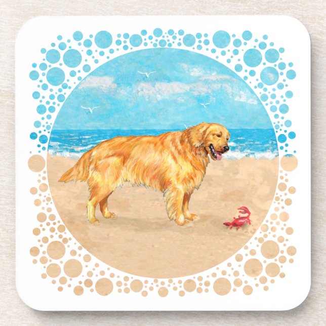 Golden Retriever at the Beach Coaster (Front)