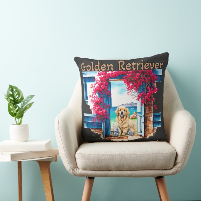 Golden Retriever at the Beach Cushion (Chair)