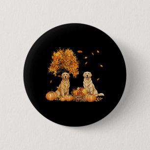 Golden Retriever Autumn Leaf Fall Dog Halloween 6 Cm Round Badge