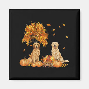 Golden Retriever Autumn Leaf Fall Dog Halloween Magnet