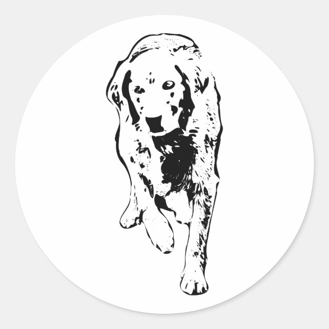 Golden Retriever Autumn Stride Classic Round Sticker (Front)