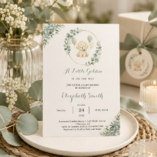 Golden Retriever Baby Shower Gender Neutral Sage Invitation