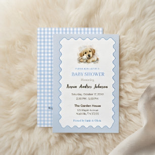 Golden Retriever Baby Shower Invitation   Baby Boy