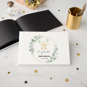 Golden Retriever Baby Shower Sage Green Eucalyptus Guest Book