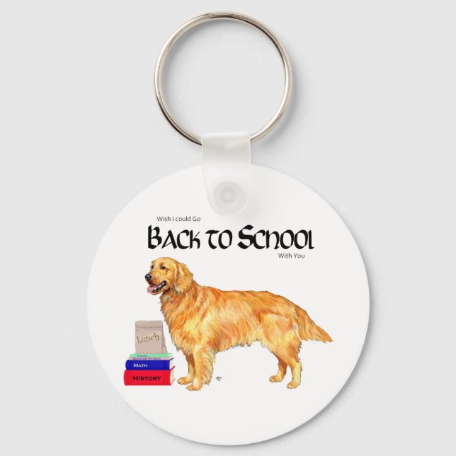 Golden Retriever Back to School Key Ring (Front)