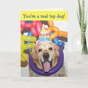 Golden Retriever Balloon Birthday Card