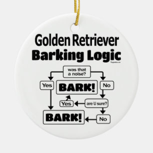 Golden Retriever Barking Logic Ceramic Tree Decoration