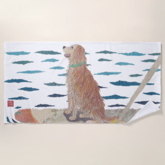 Golden Retriever, Beach Dog, Modern Towel