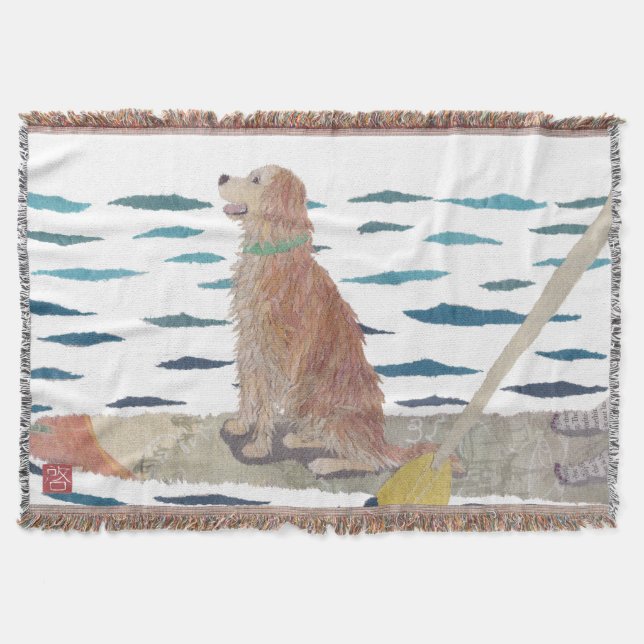Golden Retriever, Beach Dog Throw Blanket (Front)