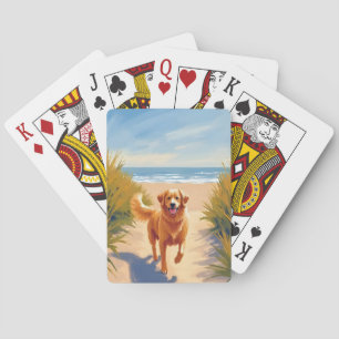 Golden Retriever Beach Path Ocean Dog Pet Playing Cards