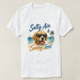 Golden Retriever Beach   Salty Air Sandy  T-Shirt
