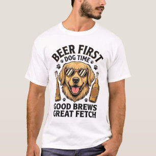 Golden Retriever Beer Shirt Funny Dog Lover Vintag