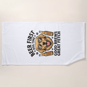 Golden Retriever Beer Shirt Funny Dog Lover Vintag Beach Towel