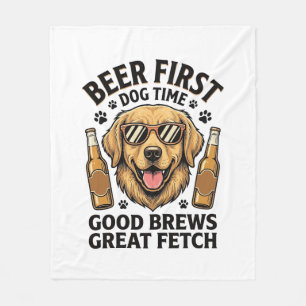 Golden Retriever Beer Shirt Funny Dog Lover Vintag Fleece Blanket
