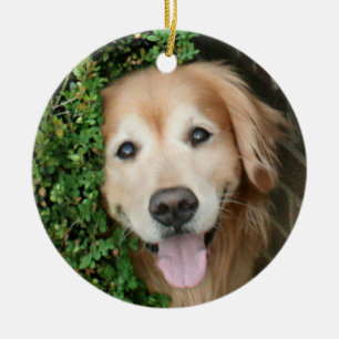 Golden Retriever Behind A Smile Ceramic Tree Decoration