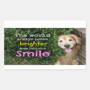 Golden Retriever Behind A Smile Rectangular Sticker