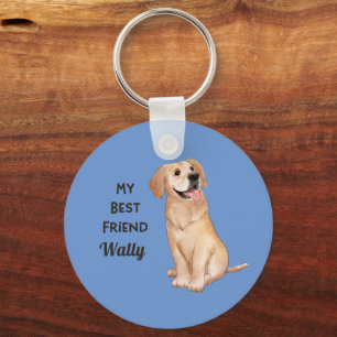 Golden Retriever Best Friend Custom Name Address Key Ring