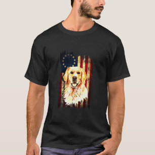 Golden Retriever Betsy Ross Distressed American Fl T-Shirt